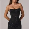 Zara versierde bandeau-minijurk met cowl-taille in zwart