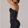 Zara versierde bandeau-minijurk met cowl-taille in zwart