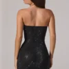 Zara versierde bandeau-minijurk met cowl-taille in zwart