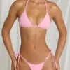 Kairo stringbikini met strikjes aan de zijkant  in suikerspinroze