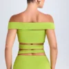 Zene crop top met uitsnijdingen en blote schouders in limoengroen