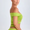 Zene crop top met uitsnijdingen en blote schouders in limoengroen