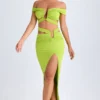 Zene crop top met uitsnijdingen en blote schouders in limoengroen