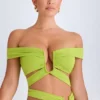 Zene crop top met uitsnijdingen en blote schouders in limoengroen