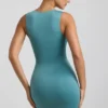 Zivanka Slinky Jersey minijurk met uitsnijdingen en ruches in zeegroen